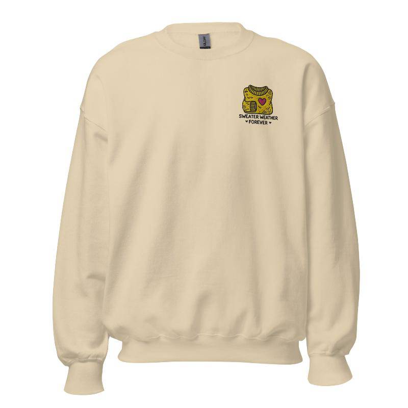 Unisex Fall Embroidered Sweatshirt – "Sweater Weather Forever" - Occasion Nation Studio