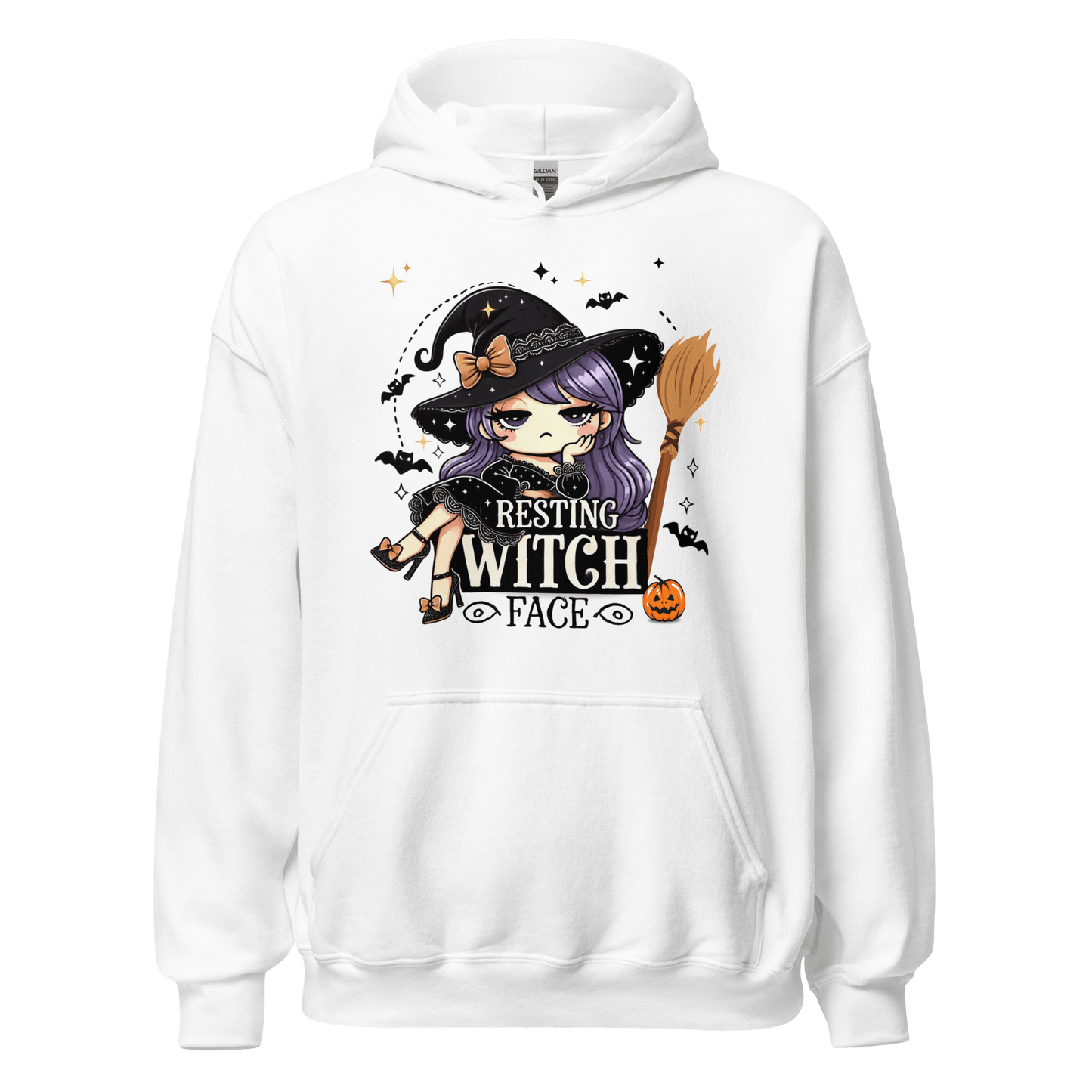Unisex Halloween Printed Hoodie – "Resting Witch Face" – Fun Witch Halloween Hoodie - Occasion Nation Studio