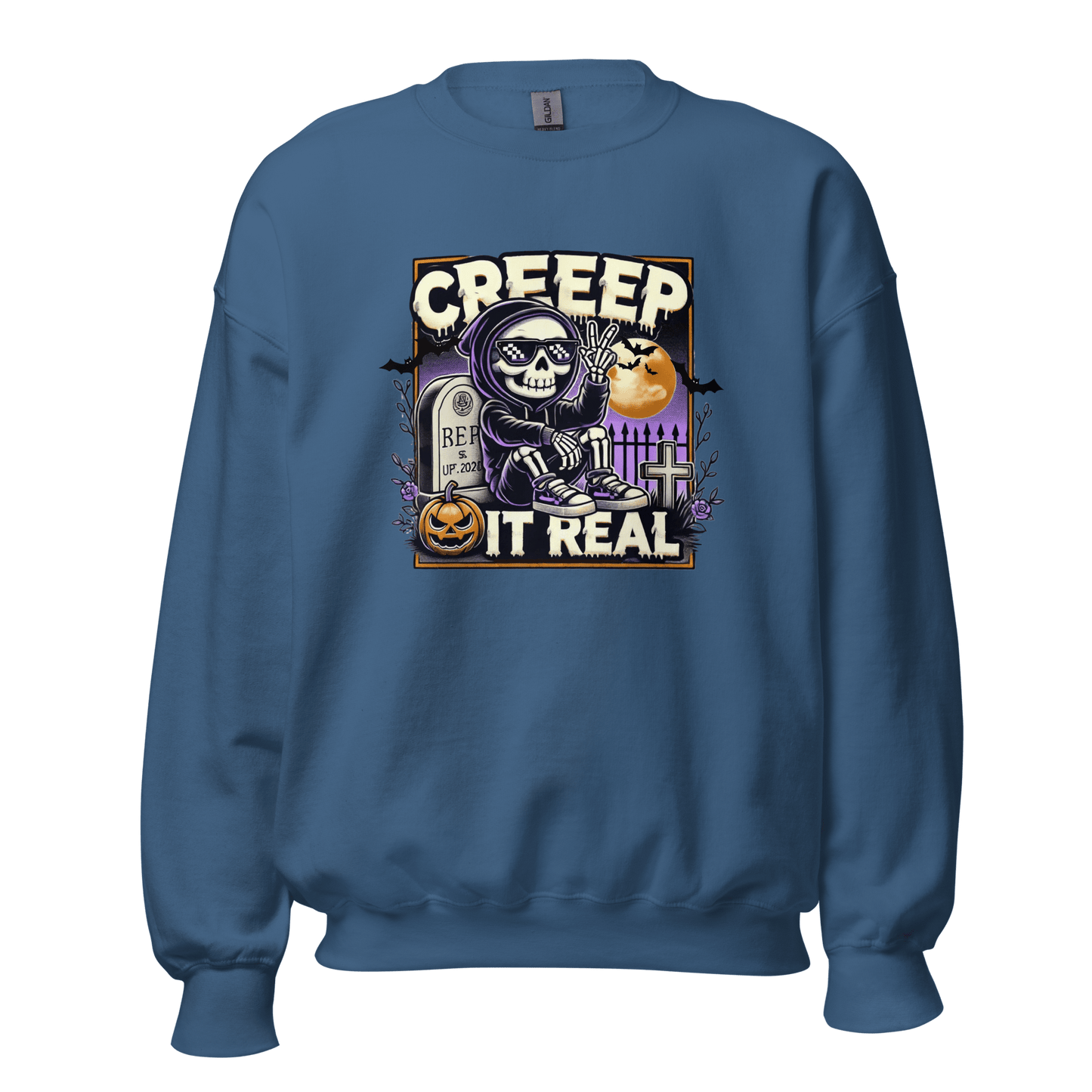 Unisex Halloween Printed Sweatshirt – "Creep It Real!" – Fun Halloween Sweatshirt - Occasion Nation Studio
