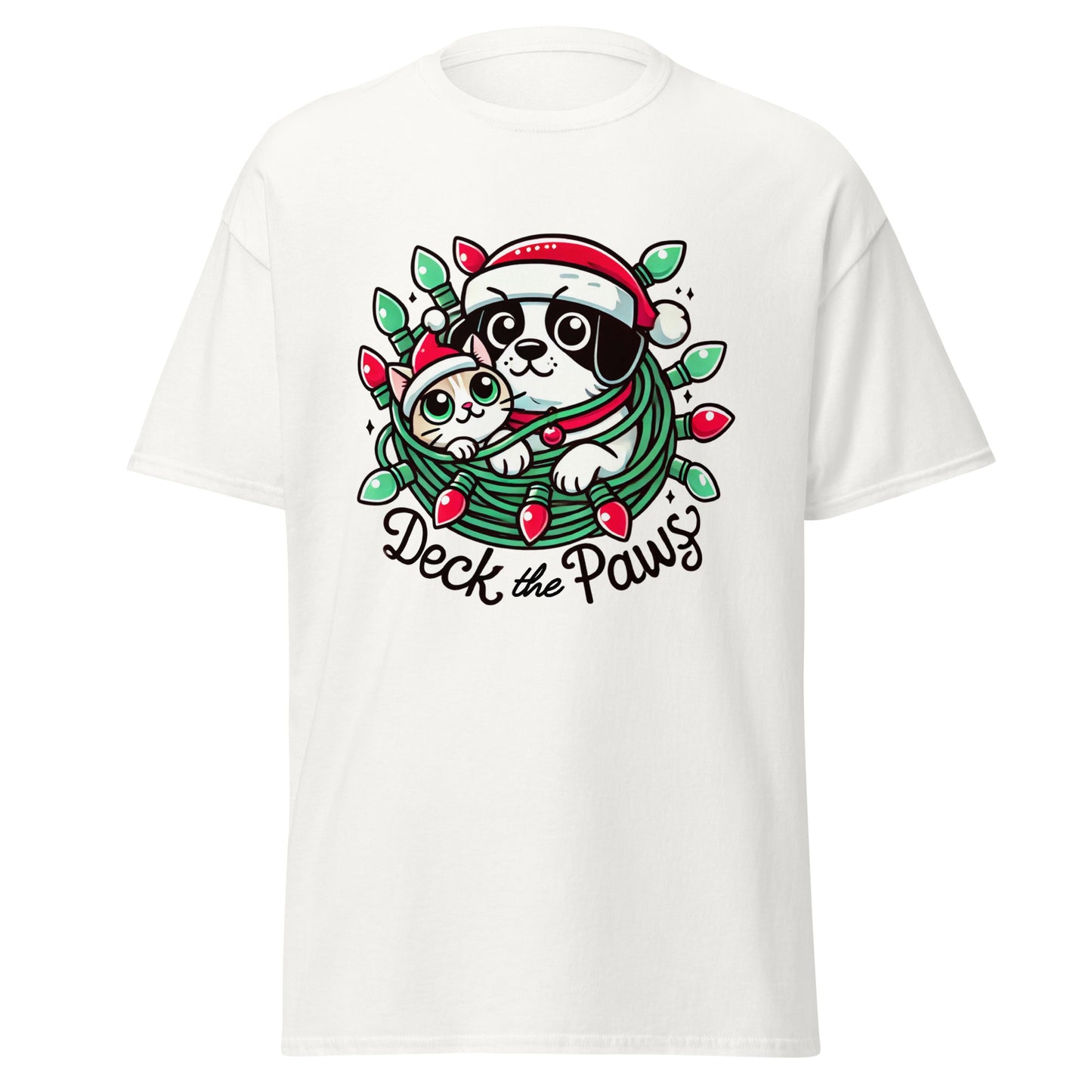 Deck The Paws Christmas Cat & Dog T-Shirt – Festive Holiday Outfit & Seasonal Clothing - Occasion Nation Studio