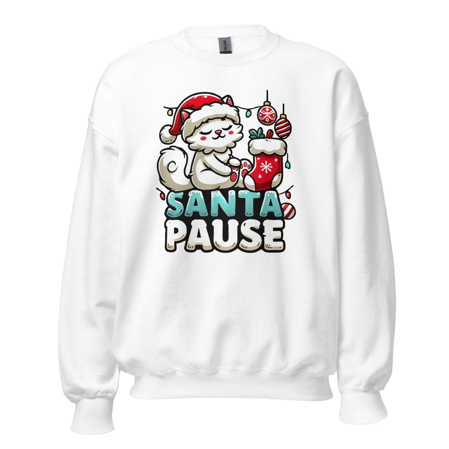 Santa Pause Funny Cat Christmas Sweatshirt – Festive Holiday Outfit & Seasonal Clothing - Occasion Nation Studio