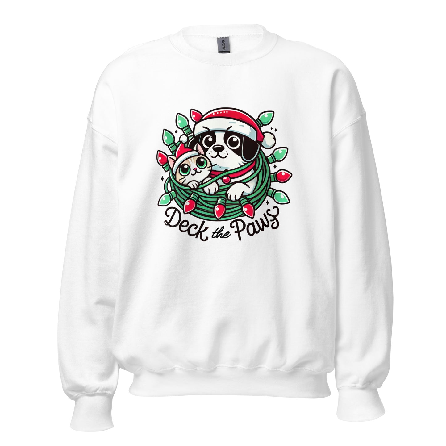 Deck The Paws Christmas Cat & Dog Sweatshirt – Festive Holiday Outfit & Seasonal Clothing - Occasion Nation Studio