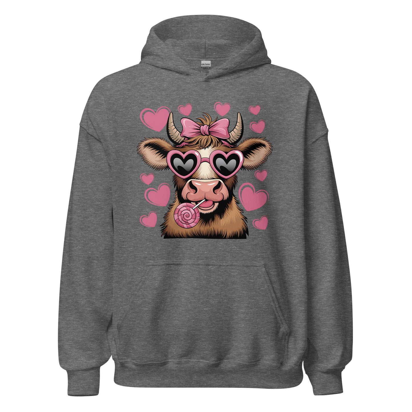 Love Highland Pink - Cozy Valentine’s Day Hoodie - Romantic Designs for 2025 - Occasion Nation Studio