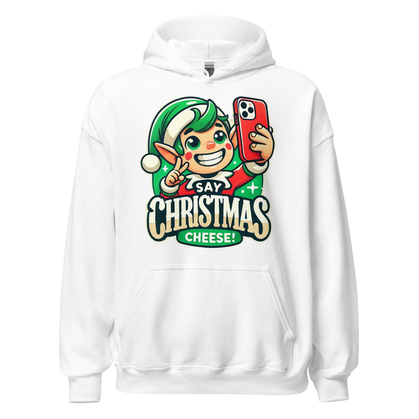Say Christmas Cheese Funny Elf Christmas Hoodie – Perfect Holiday Outfit & Seasonal Clothing - Occasion Nation Studio
