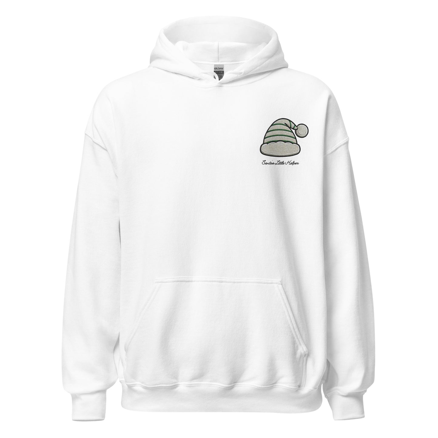 Santa’s Little Helper Embroidered Elf Hat Christmas Hoodie – Cozy Holiday Outfit & Seasonal Clothing - Occasion Nation Studio