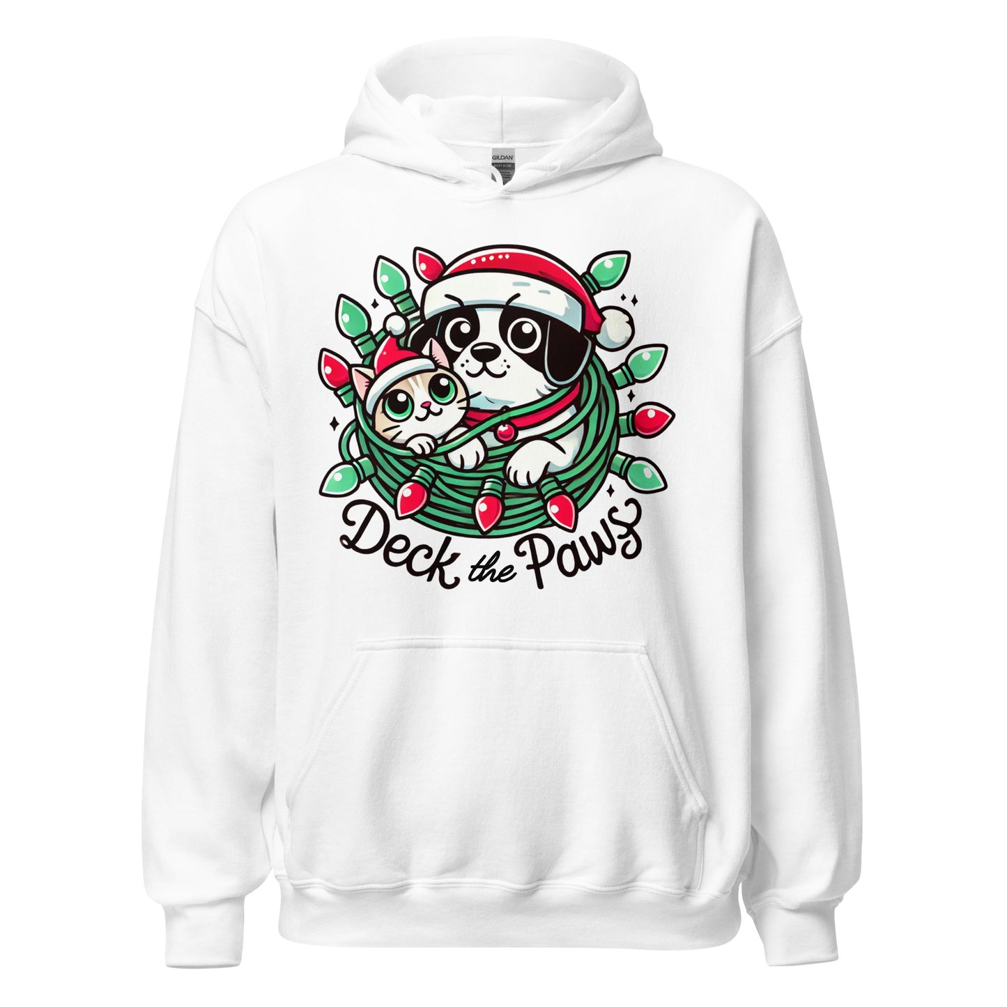 Deck The Paws Christmas Cat & Dog Hoodie – Cozy Holiday Outfit & Seasonal Clothing - Occasion Nation Studio