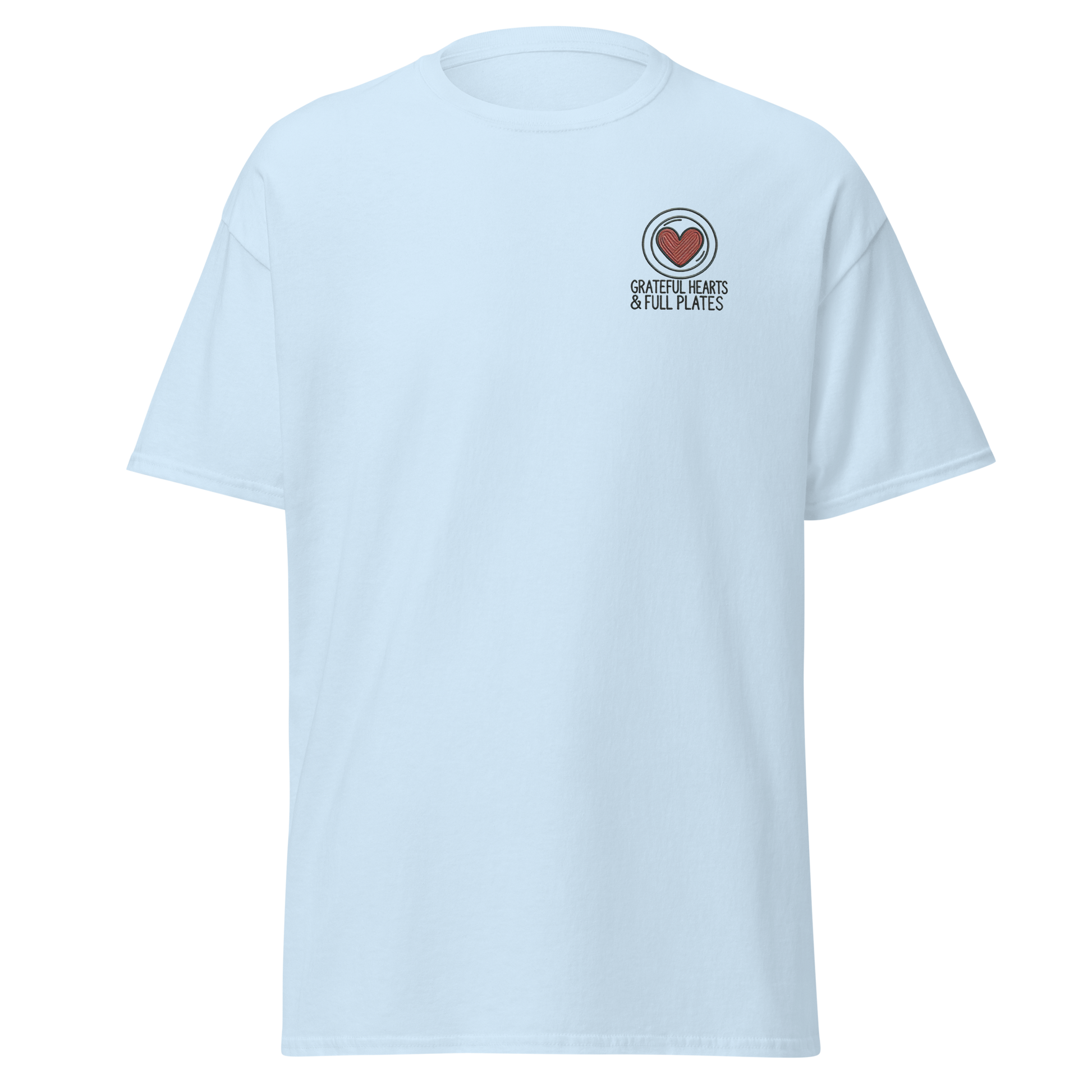 light blue - Thanksgiving T-Shirt - Grateful Hearts & Full Plates