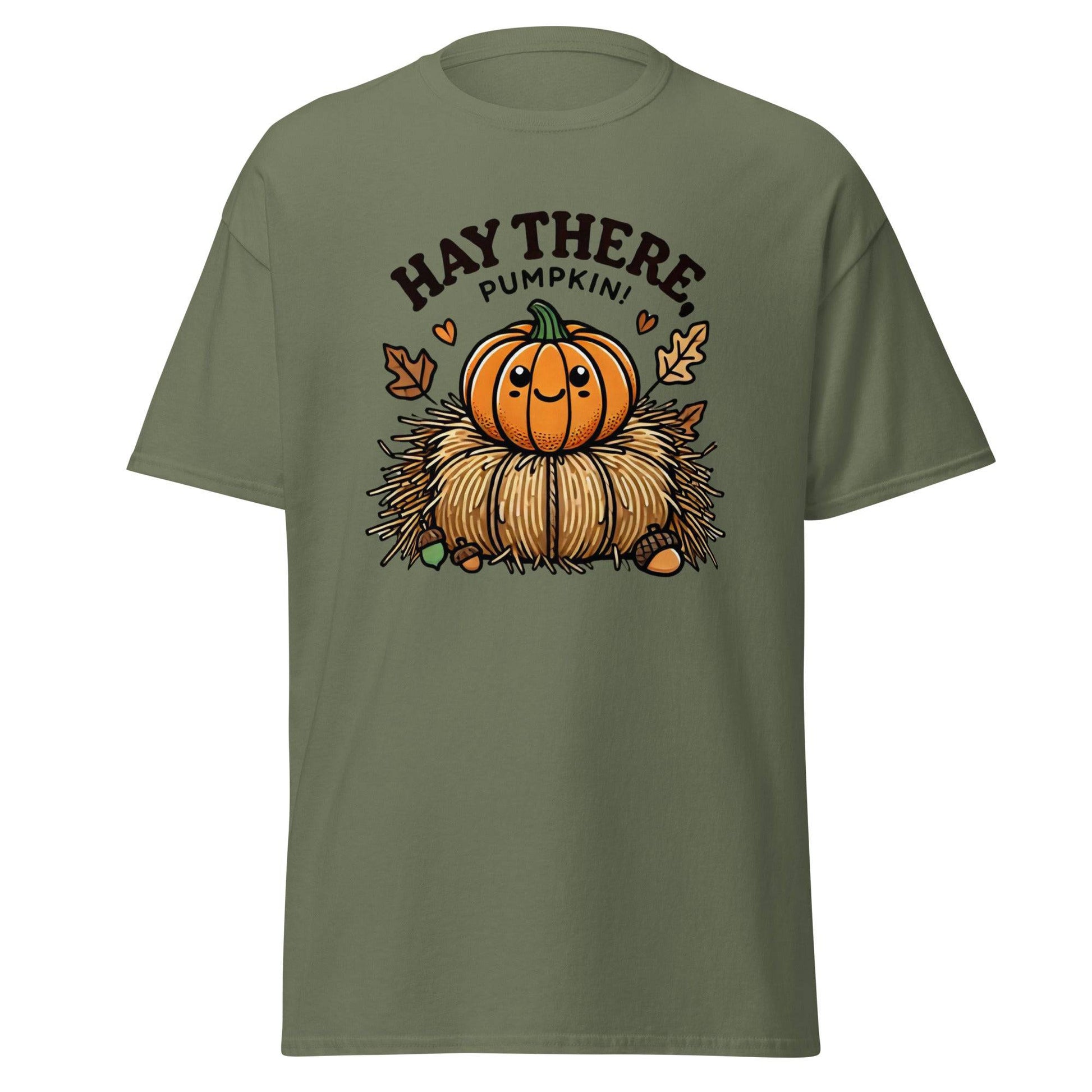 Unisex Fall Printed T-Shirt –"Hay There, Pumpkin!" – Fun Fall Tee for Pumpkin Lovers - Occasion Nation Studio