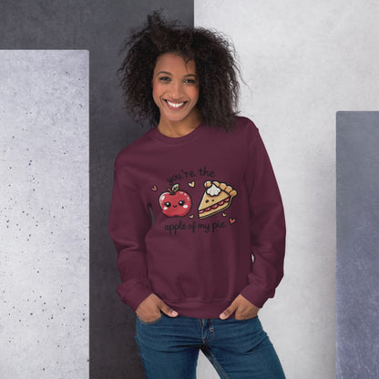 Unisex Fall Printed Sweatshirt – "You're The Apple Of My Pie" – Cozy Fall Sweatshirt for Apple Lovers"