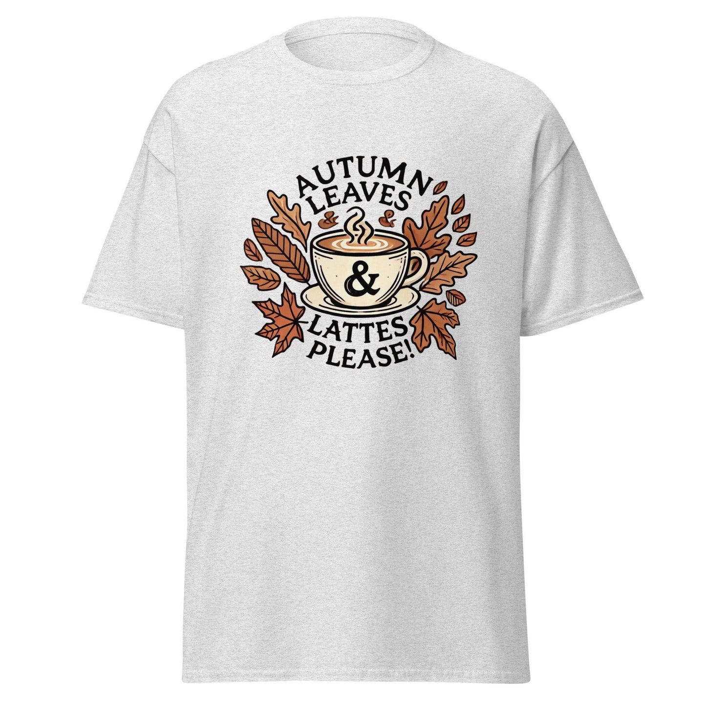 Unisex Fall Printed T-Shirt – "Autumn Leaves, Lattes Please!" – Cozy Fall Graphic Tee for Autumn Lovers - Occasion Nation Studio