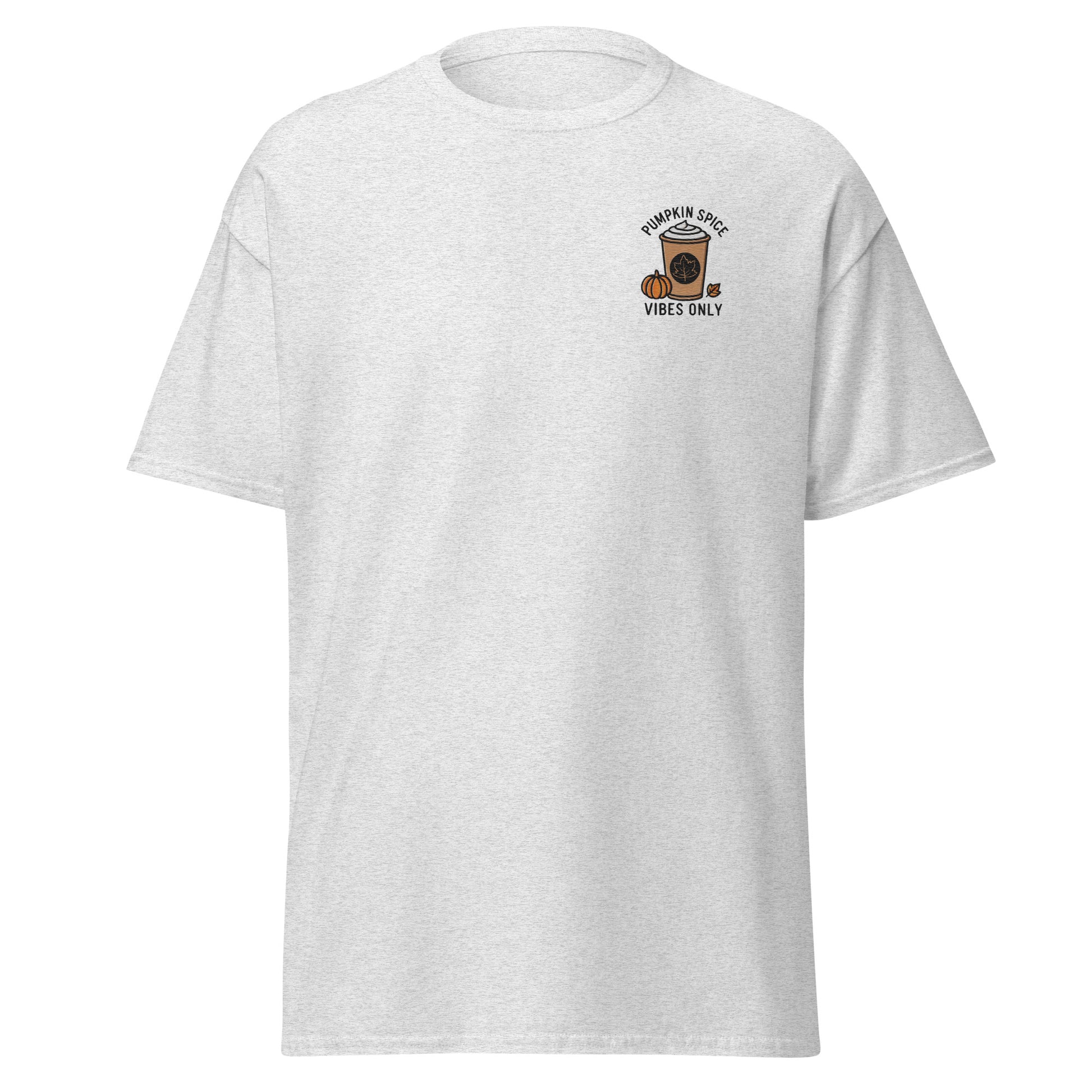 Unisex Fall Embroidered T-Shirt – "Pumpkin Spice Vibes" – Fun Fall Tee for Pumpkin Spice Lovers - Occasion Nation Studio