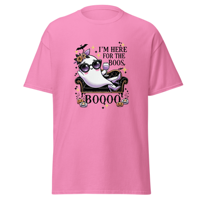 Unisex Halloween Printed T-Shirt – "I'm Here For The Boos" – Fun Ghost Halloween T-Shirt - Occasion Nation Studio