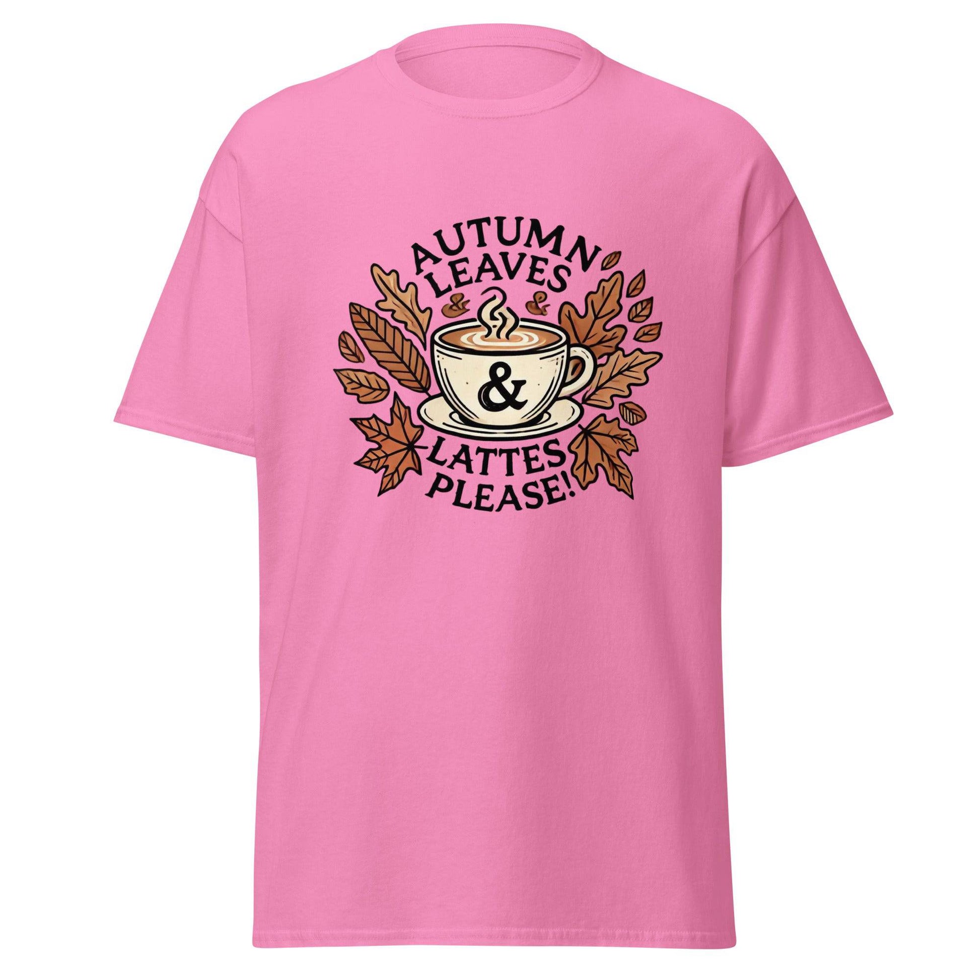 Unisex Fall Printed T-Shirt – "Autumn Leaves, Lattes Please!" – Cozy Fall Graphic Tee for Autumn Lovers - Occasion Nation Studio