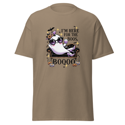 Unisex Halloween Printed T-Shirt – "I'm Here For The Boos" – Fun Ghost Halloween T-Shirt - Occasion Nation Studio