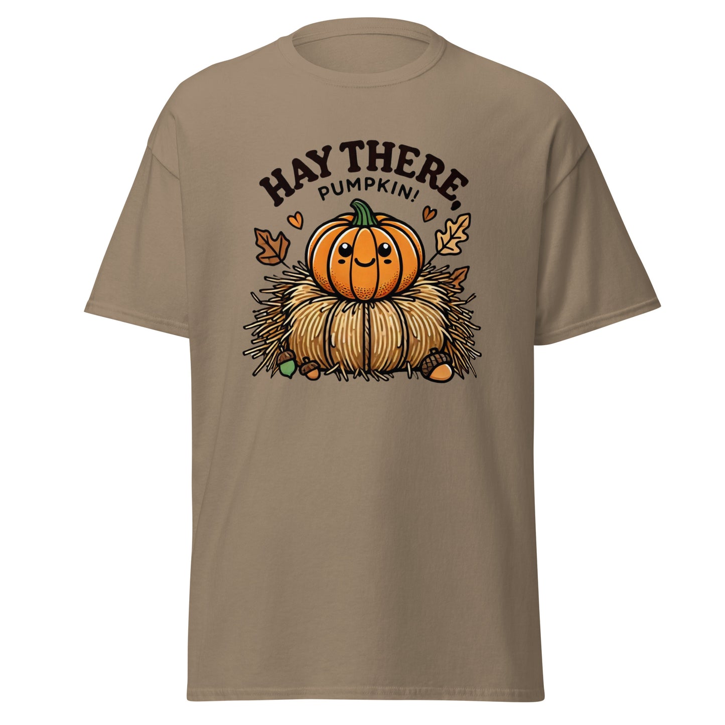 Unisex Fall Printed T-Shirt –"Hay There, Pumpkin!" – Fun Fall Tee for Pumpkin Lovers - Occasion Nation Studio