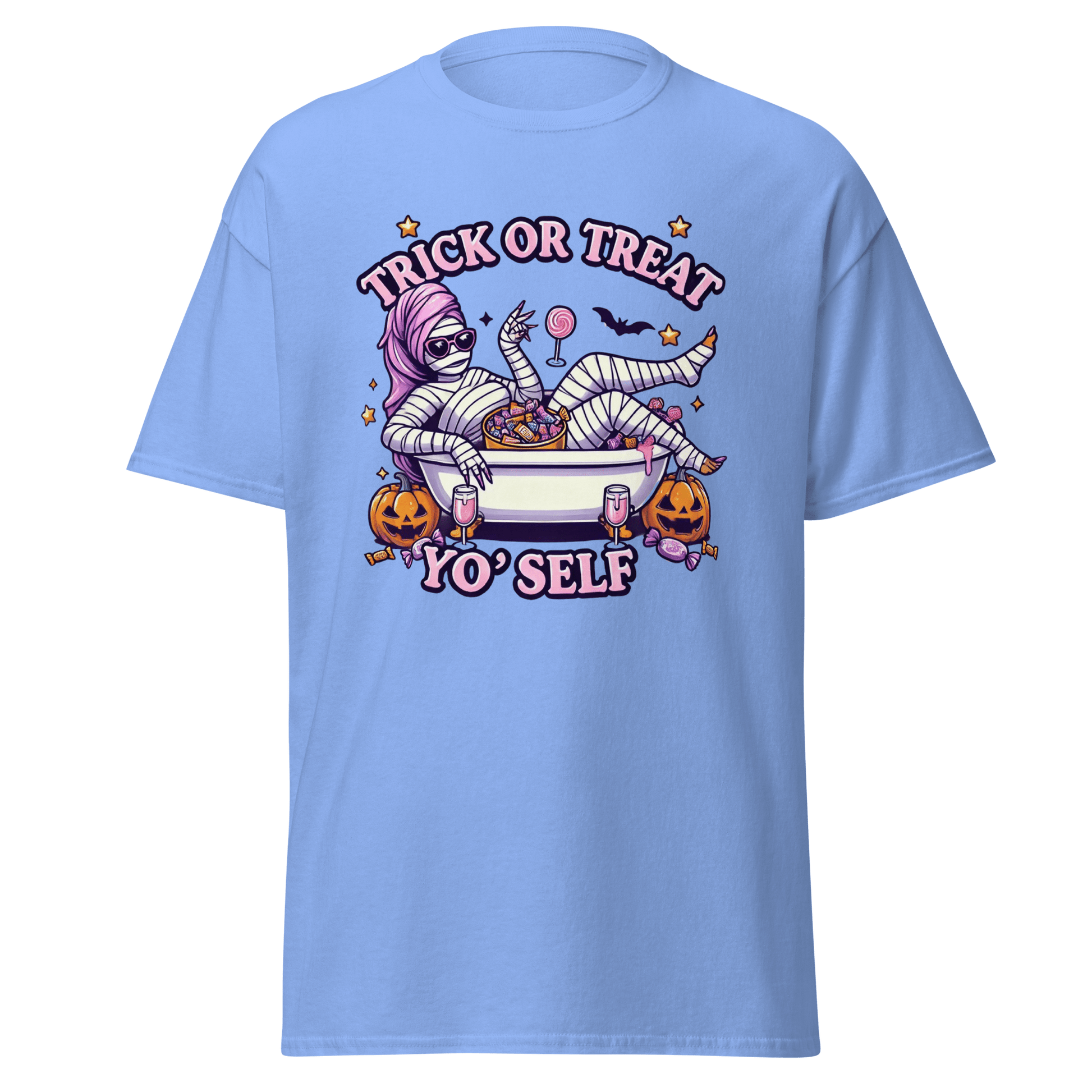 Unisex Halloween Printed T-Shirt – "Trick or Treat Yo'Self" – Fun Halloween T-Shirt - Occasion Nation Studio