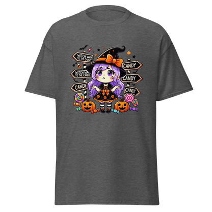 Unisex Halloween Printed T-Shirt – "Witch Way To The Party?" – Fun Halloween T-Shirt - Occasion Nation Studio