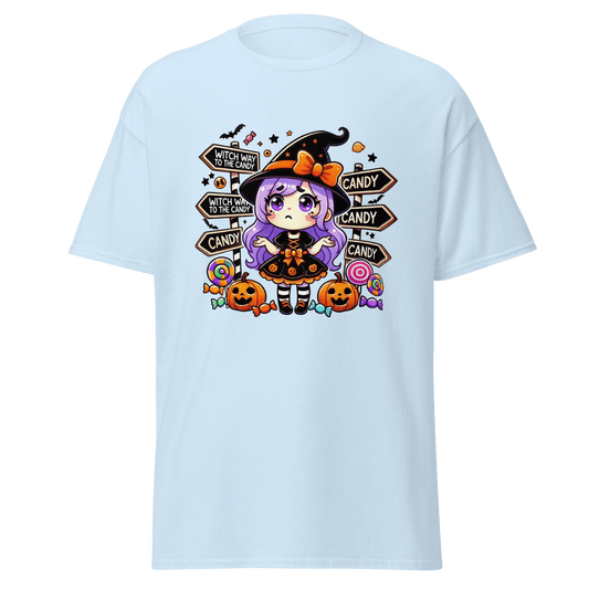 Unisex Halloween Printed T-Shirt – "Witch Way To The Party?" – Fun Halloween T-Shirt - Occasion Nation Studio