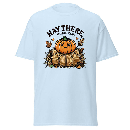 Unisex Fall Printed T-Shirt –"Hay There, Pumpkin!" – Fun Fall Tee for Pumpkin Lovers - Occasion Nation Studio