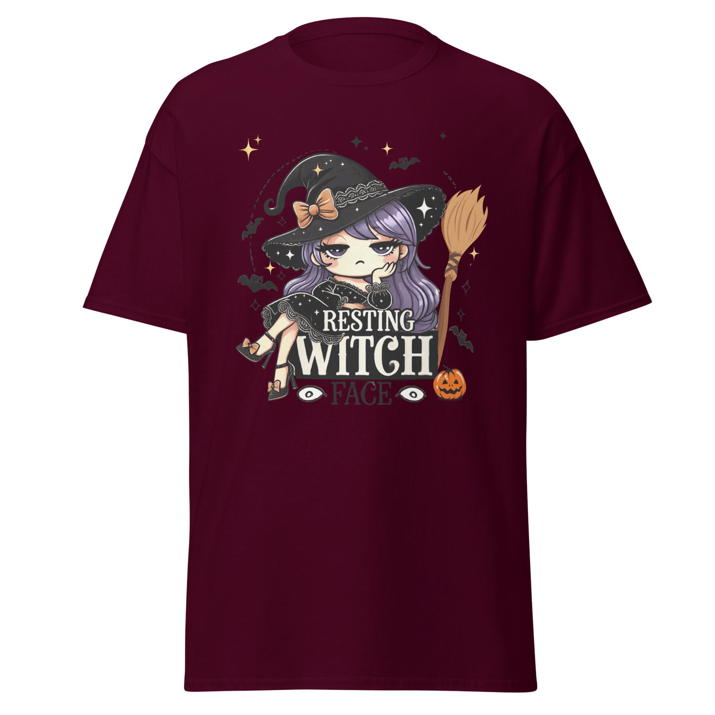 Unisex Halloween Printed T-Shirt – "Resting Witch Face" – Fun Witch Halloween T-Shirt - Occasion Nation Studio