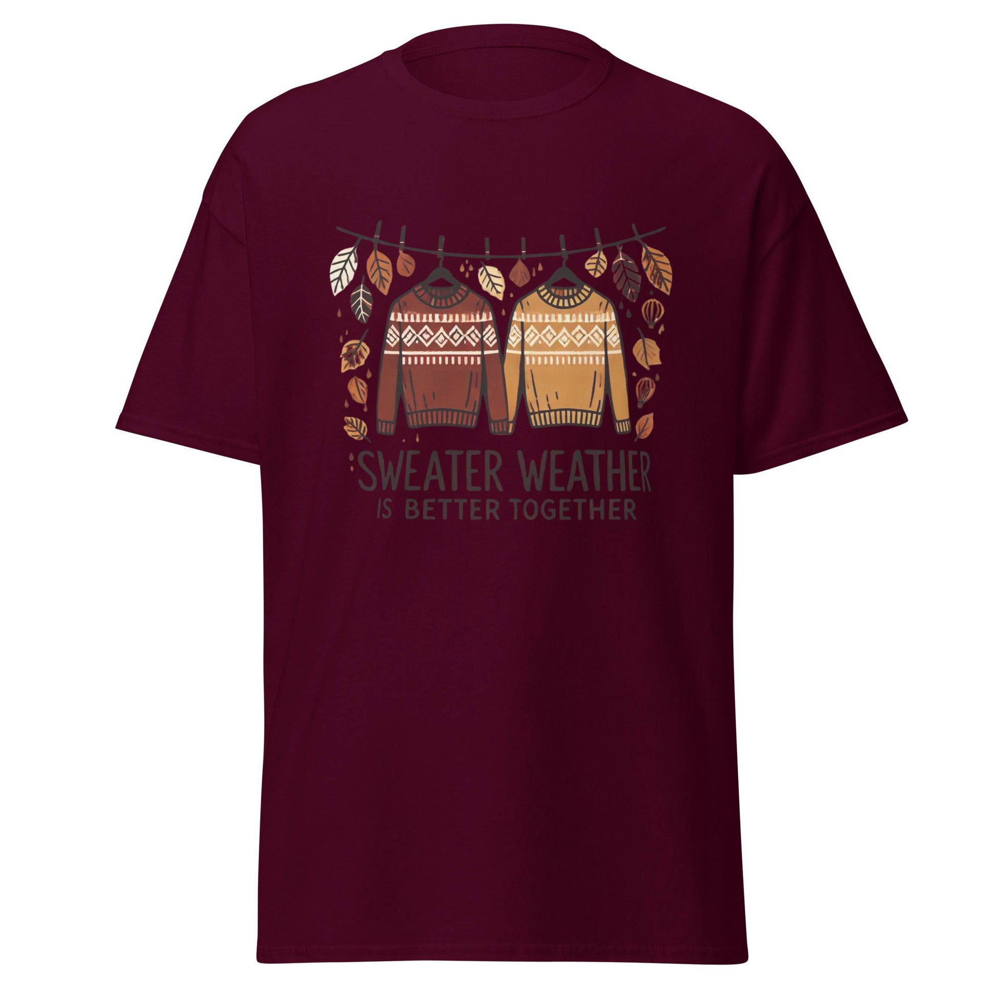 Unisex Fall Printed T-Shirt – "Sweater Weather is Better Together" – Fun Fall Graphic Tee for Cozy Days" - Occasion Nation Studio