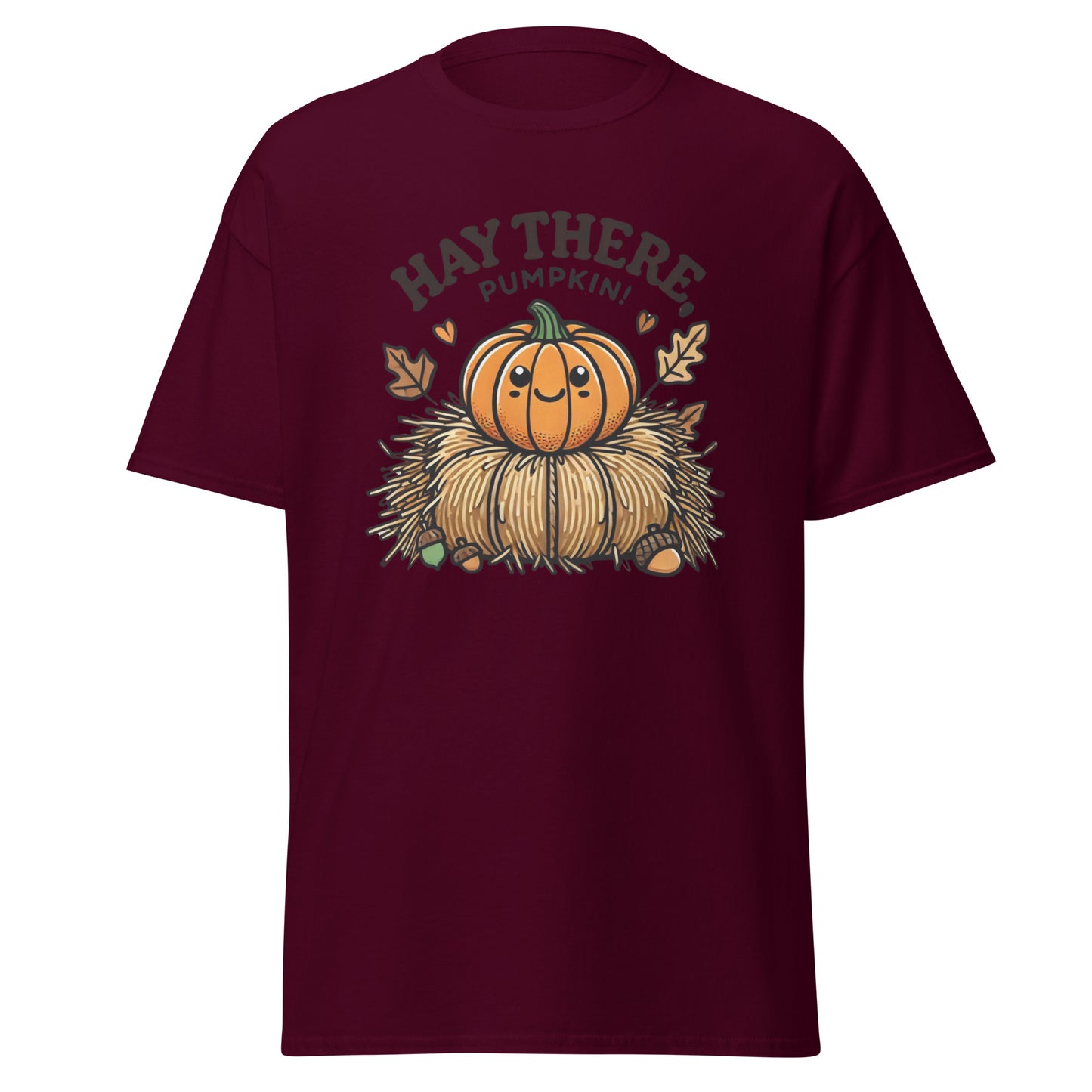 Unisex Fall Printed T-Shirt –"Hay There, Pumpkin!" – Fun Fall Tee for Pumpkin Lovers - Occasion Nation Studio