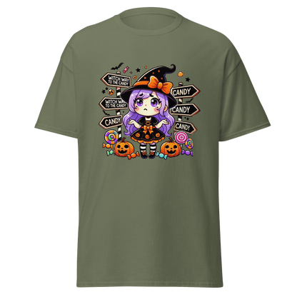 Unisex Halloween Printed T-Shirt – "Witch Way To The Party?" – Fun Halloween T-Shirt - Occasion Nation Studio