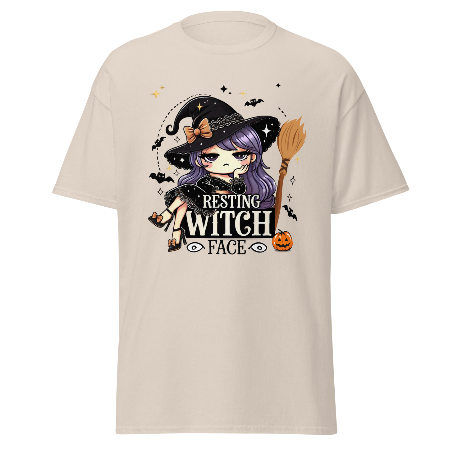 Unisex Halloween Printed T-Shirt – "Resting Witch Face" – Fun Witch Halloween T-Shirt - Occasion Nation Studio