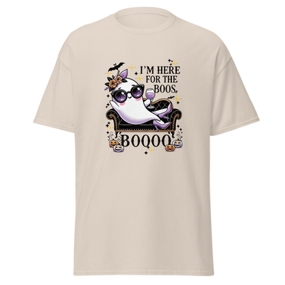 Unisex Halloween Printed T-Shirt – "I'm Here For The Boos" – Fun Ghost Halloween T-Shirt - Occasion Nation Studio