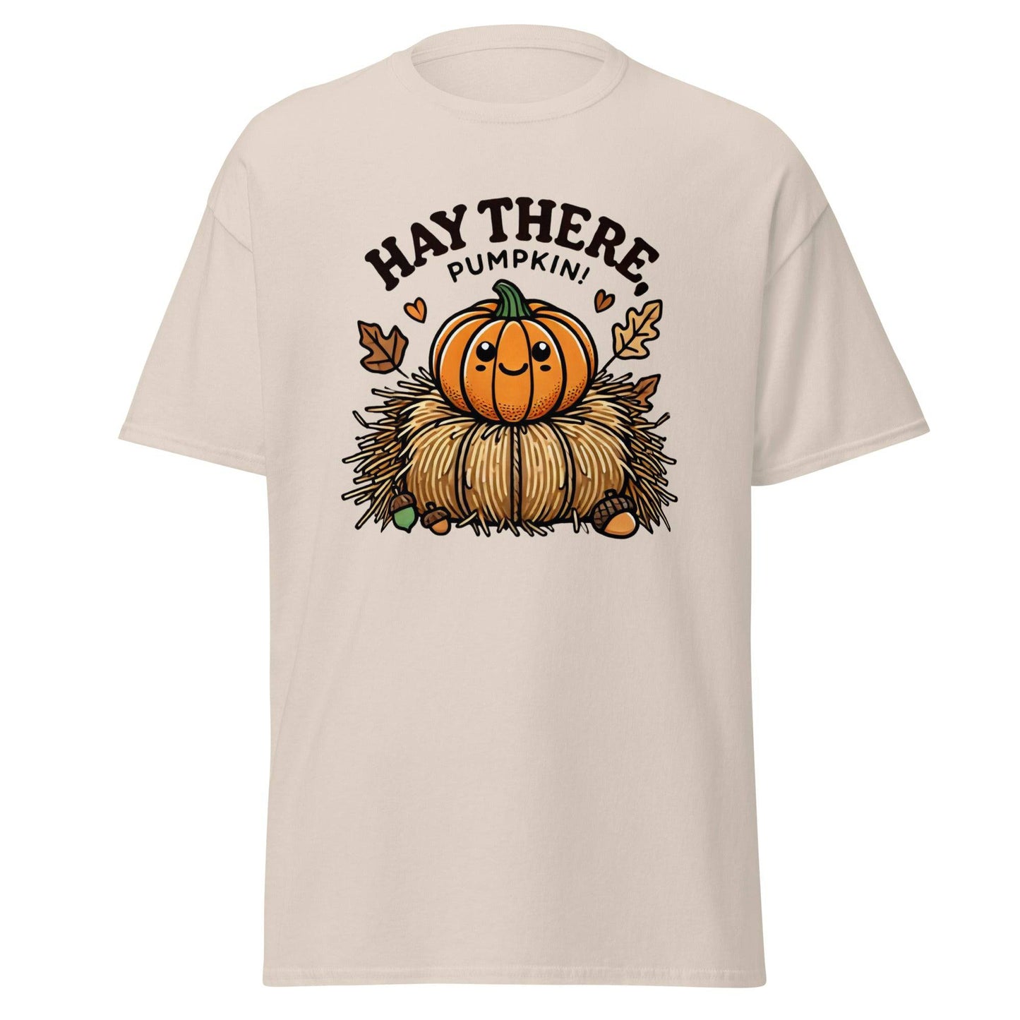 Unisex Fall Printed T-Shirt –"Hay There, Pumpkin!" – Fun Fall Tee for Pumpkin Lovers - Occasion Nation Studio