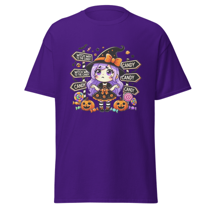 Unisex Halloween Printed T-Shirt – "Witch Way To The Party?" – Fun Halloween T-Shirt - Occasion Nation Studio