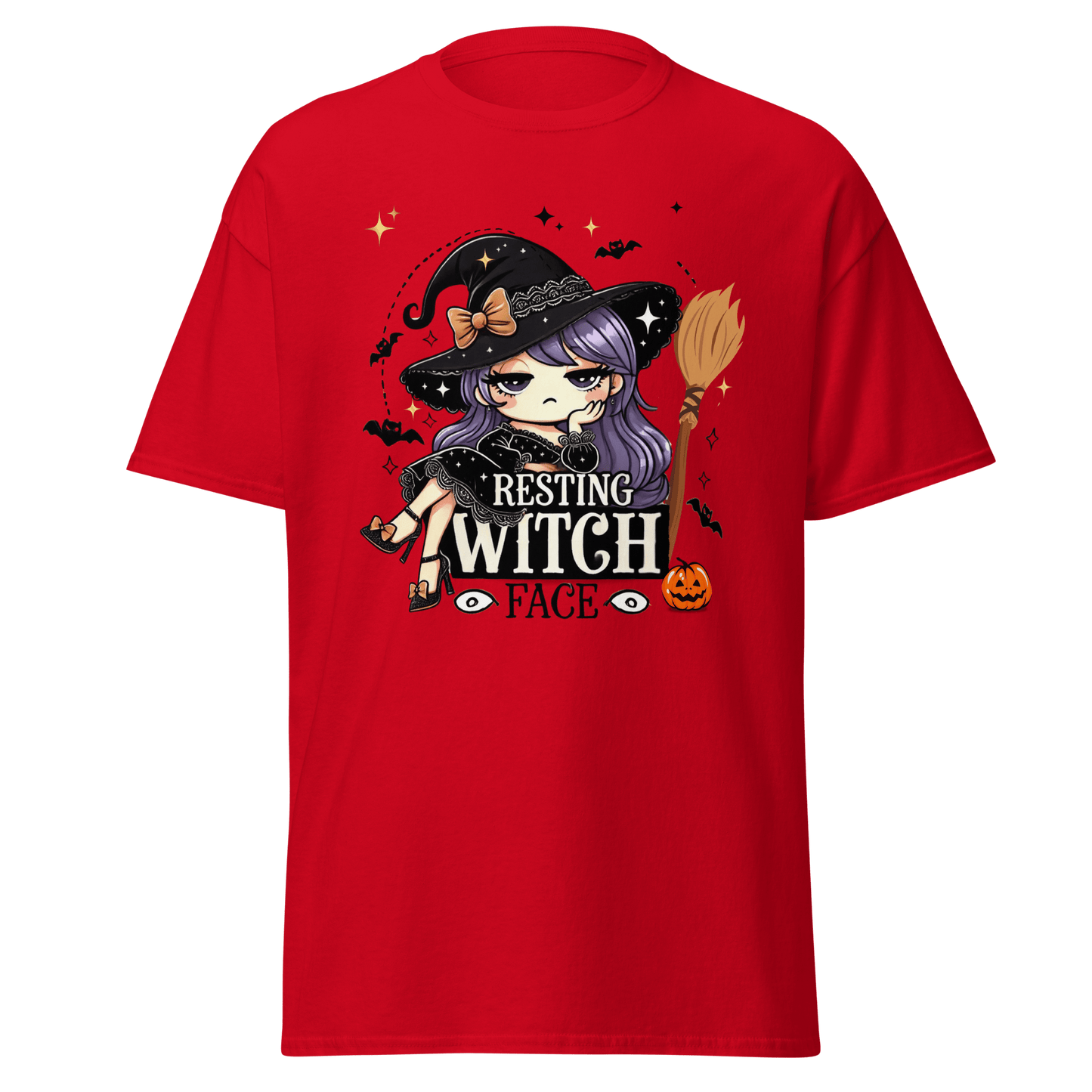 Unisex Halloween Printed T-Shirt – "Resting Witch Face" – Fun Witch Halloween T-Shirt - Occasion Nation Studio