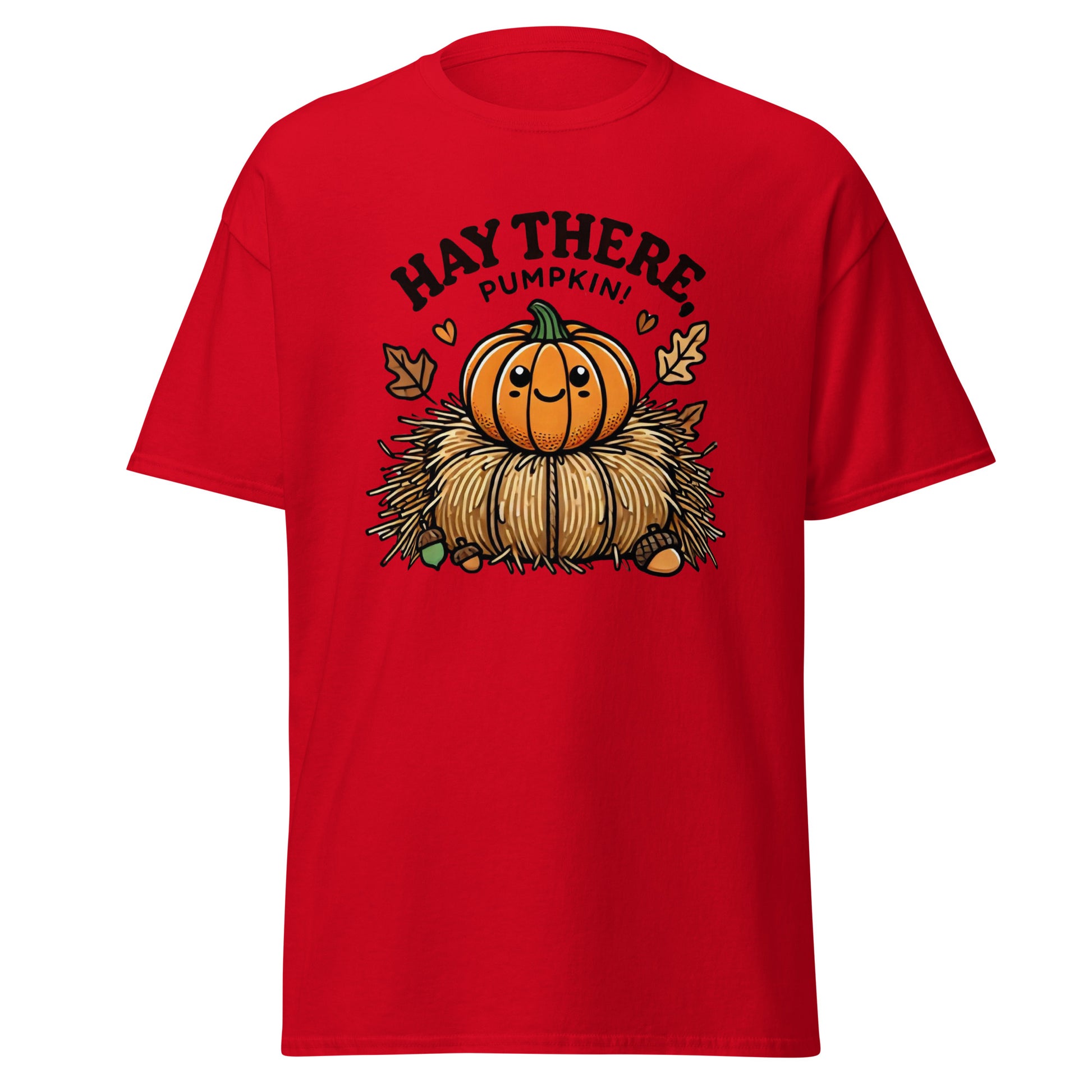 Unisex Fall Printed T-Shirt –"Hay There, Pumpkin!" – Fun Fall Tee for Pumpkin Lovers - Occasion Nation Studio