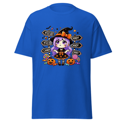 Unisex Halloween Printed T-Shirt – "Witch Way To The Party?" – Fun Halloween T-Shirt - Occasion Nation Studio