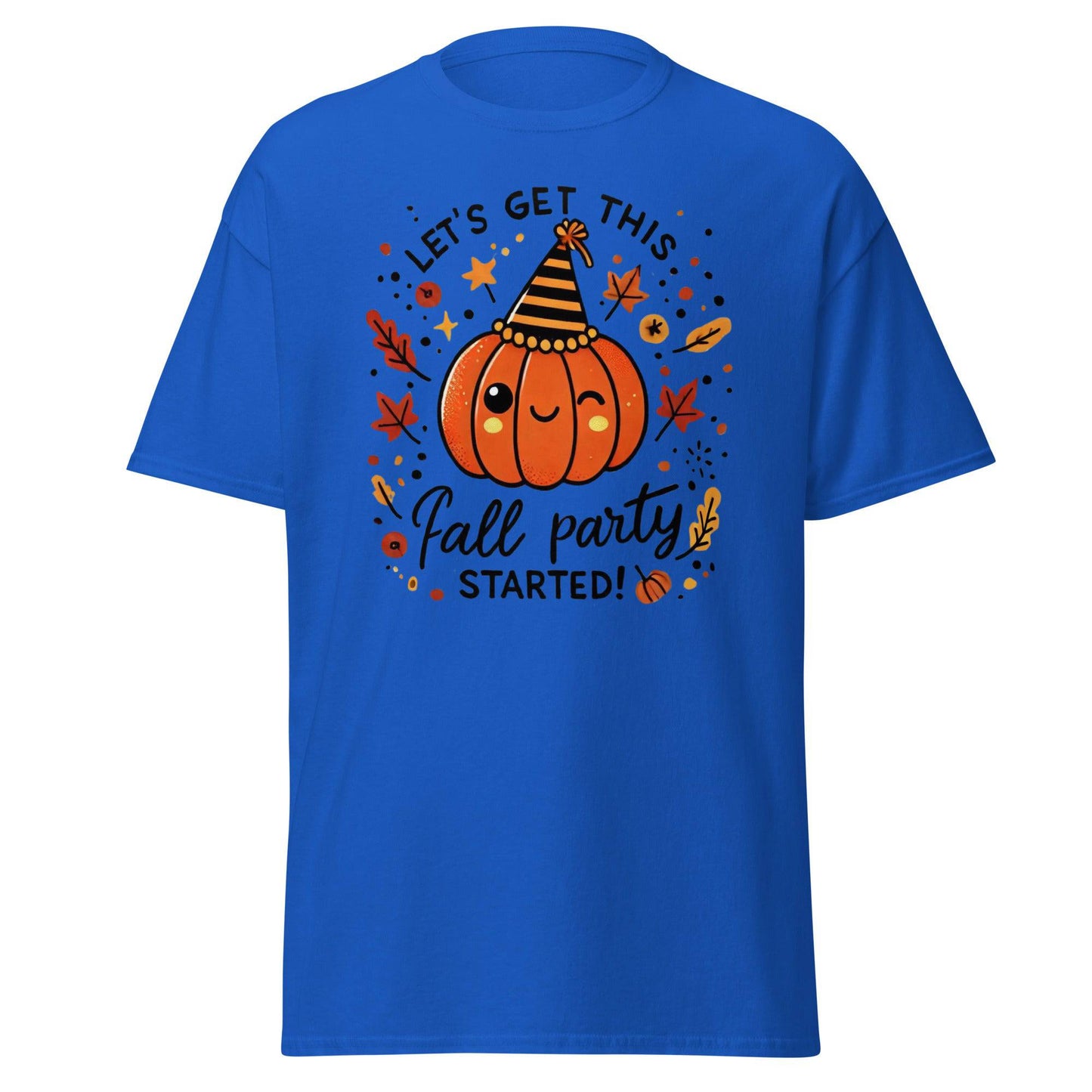 Unisex Fall Printed T-shirt – "Let’s Get This Fall Party Started" – Fun Fall Graphic Tee for Autumn Lovers - Occasion Nation Studio