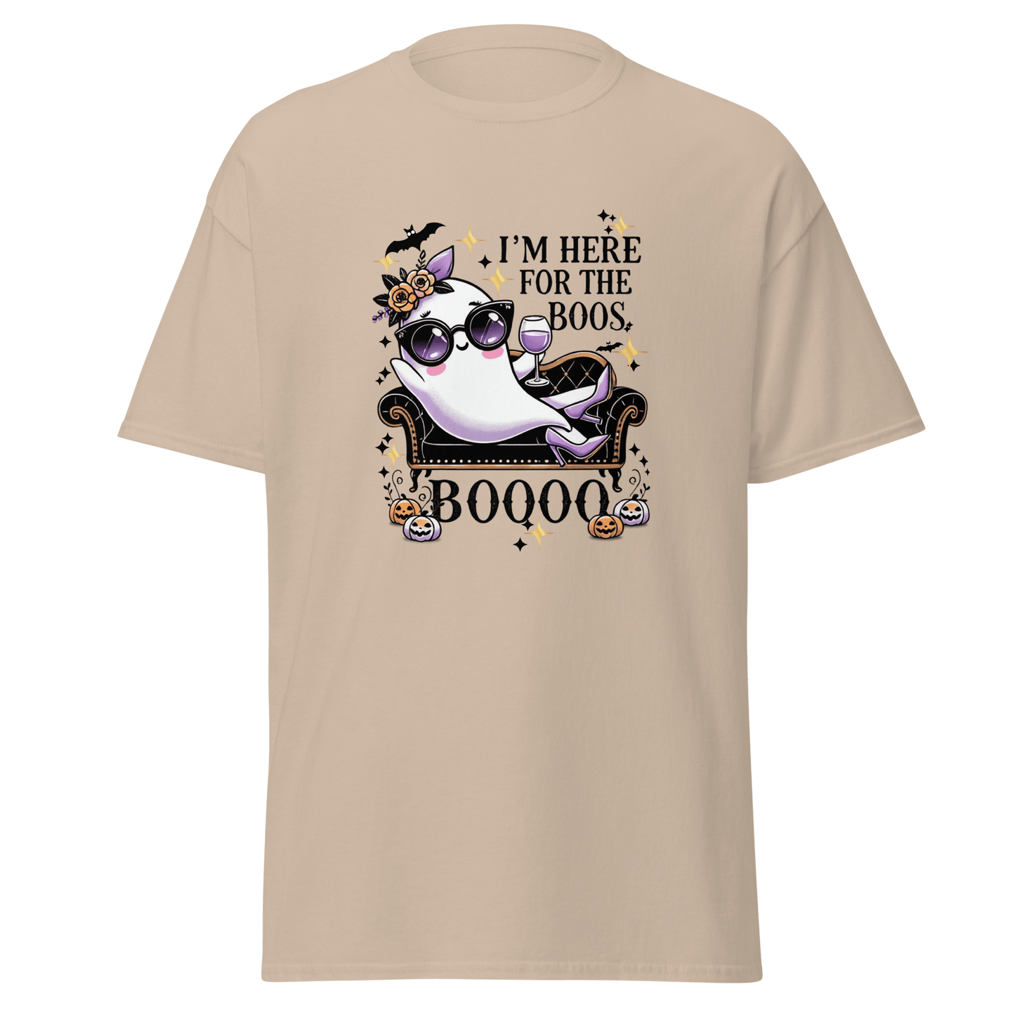 Unisex Halloween Printed T-Shirt – "I'm Here For The Boos" – Fun Ghost Halloween T-Shirt - Occasion Nation Studio