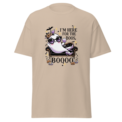 Unisex Halloween Printed T-Shirt – "I'm Here For The Boos" – Fun Ghost Halloween T-Shirt - Occasion Nation Studio