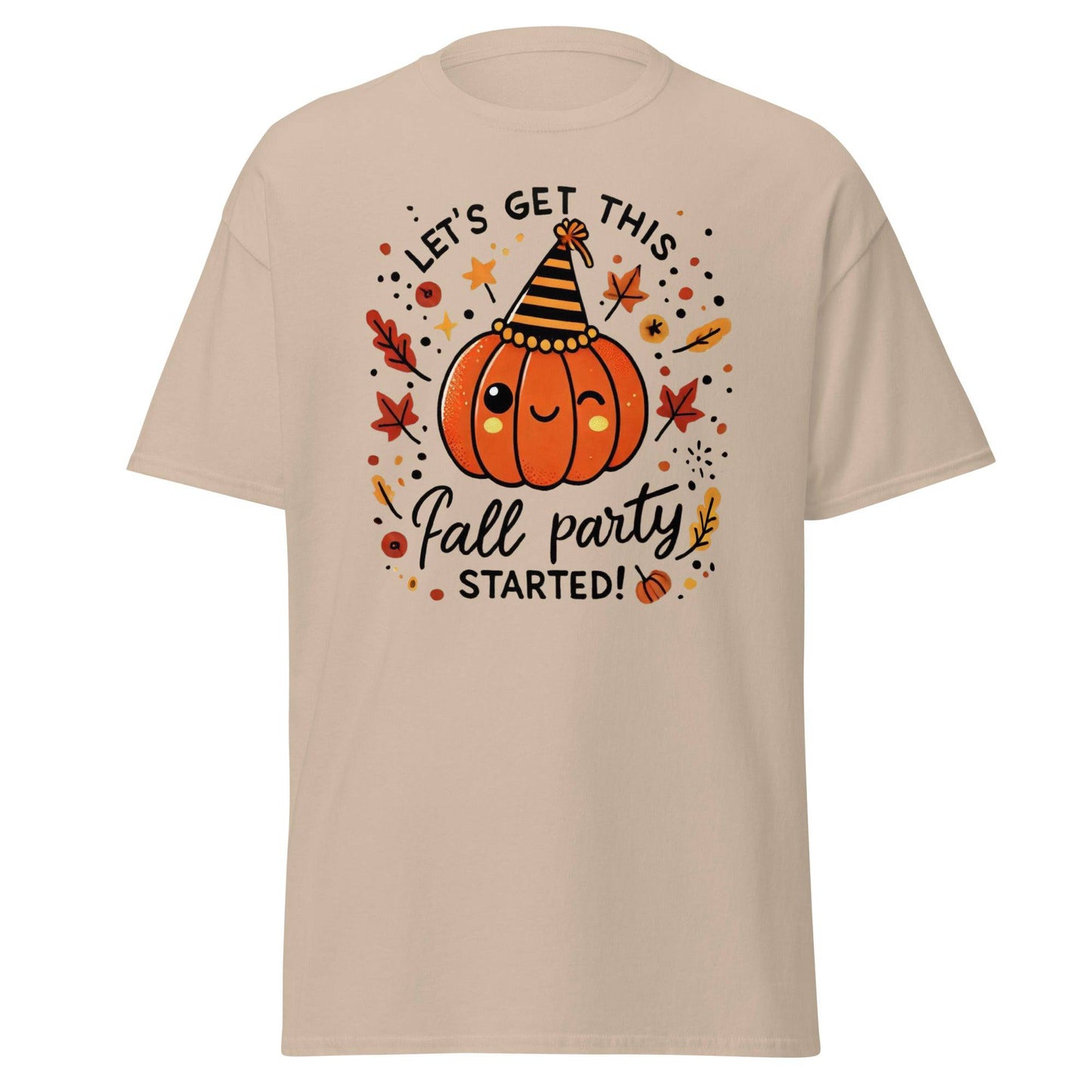 Unisex Fall Printed T-shirt – "Let’s Get This Fall Party Started" – Fun Fall Graphic Tee for Autumn Lovers - Occasion Nation Studio