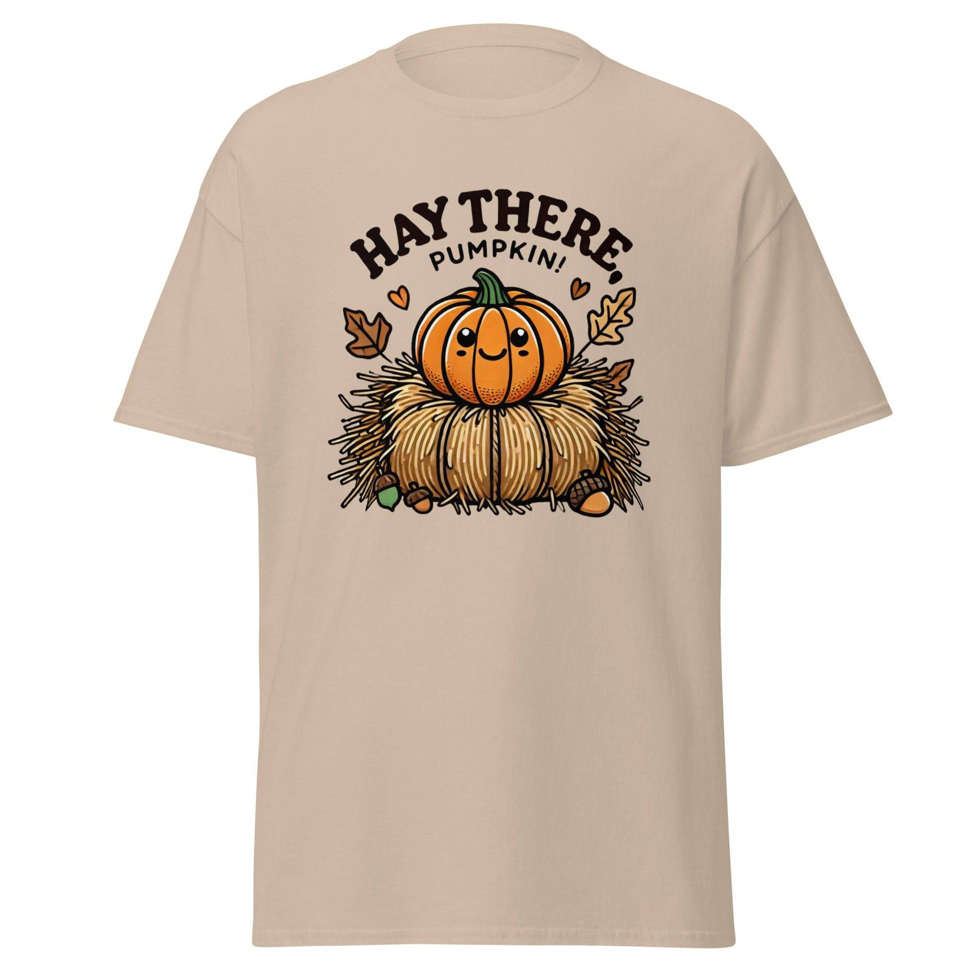 Unisex Fall Printed T-Shirt –"Hay There, Pumpkin!" – Fun Fall Tee for Pumpkin Lovers - Occasion Nation Studio