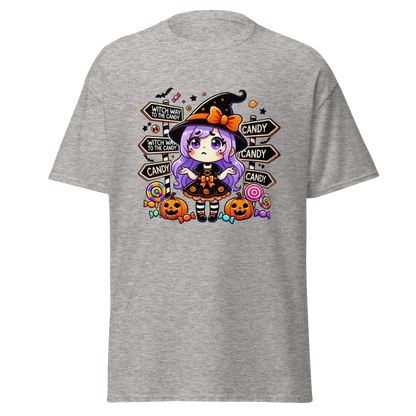 Unisex Halloween Printed T-Shirt – "Witch Way To The Party?" – Fun Halloween T-Shirt - Occasion Nation Studio