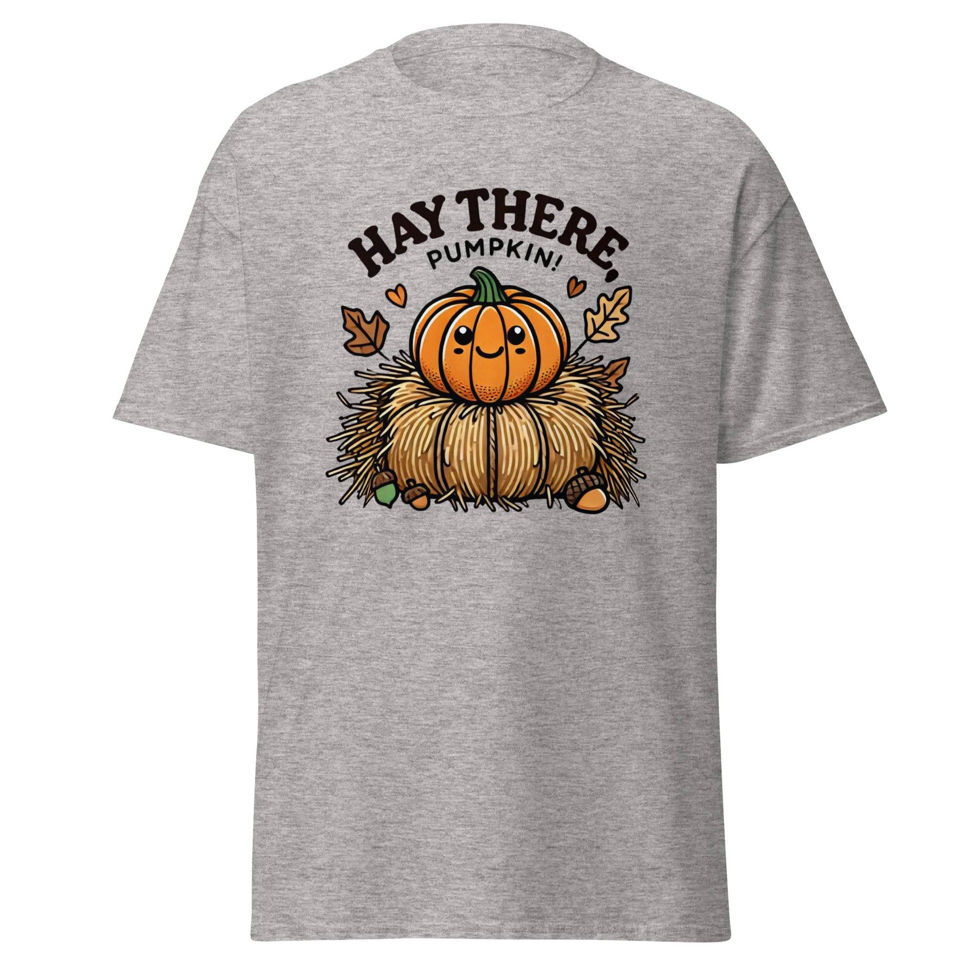 Unisex Fall Printed T-Shirt –"Hay There, Pumpkin!" – Fun Fall Tee for Pumpkin Lovers - Occasion Nation Studio