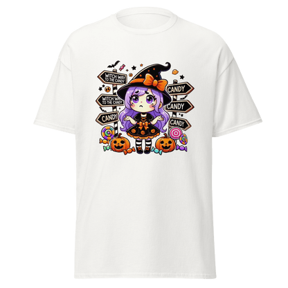 Unisex Halloween Printed T-Shirt – "Witch Way To The Party?" – Fun Halloween T-Shirt - Occasion Nation Studio