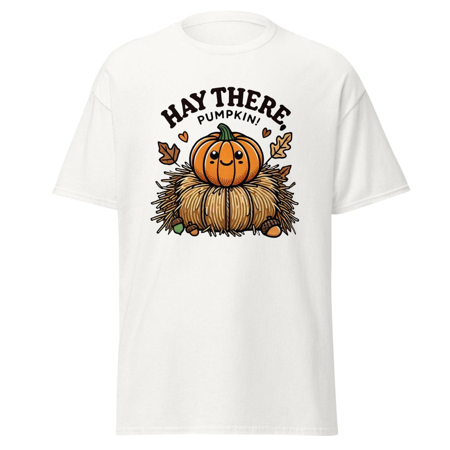 Unisex Fall Printed T-Shirt –"Hay There, Pumpkin!" – Fun Fall Tee for Pumpkin Lovers - Occasion Nation Studio