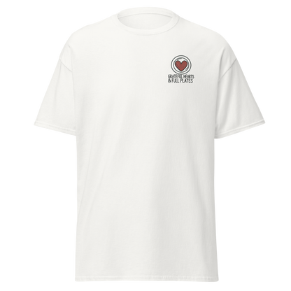 white - Thanksgiving T-Shirt - Grateful Hearts & Full Plates