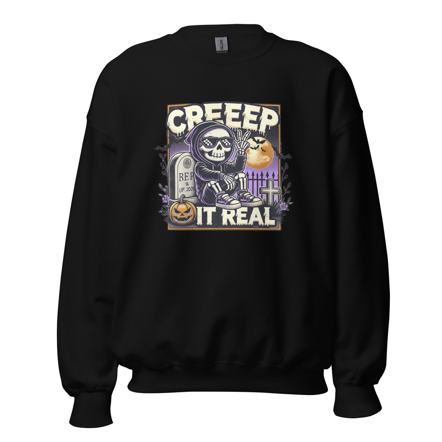 Unisex Halloween Printed Sweatshirt – "Creep It Real!" – Fun Halloween Sweatshirt - Occasion Nation Studio