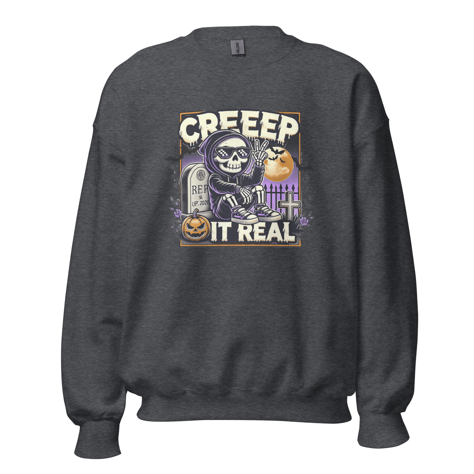 Unisex Halloween Printed Sweatshirt – "Creep It Real!" – Fun Halloween Sweatshirt - Occasion Nation Studio