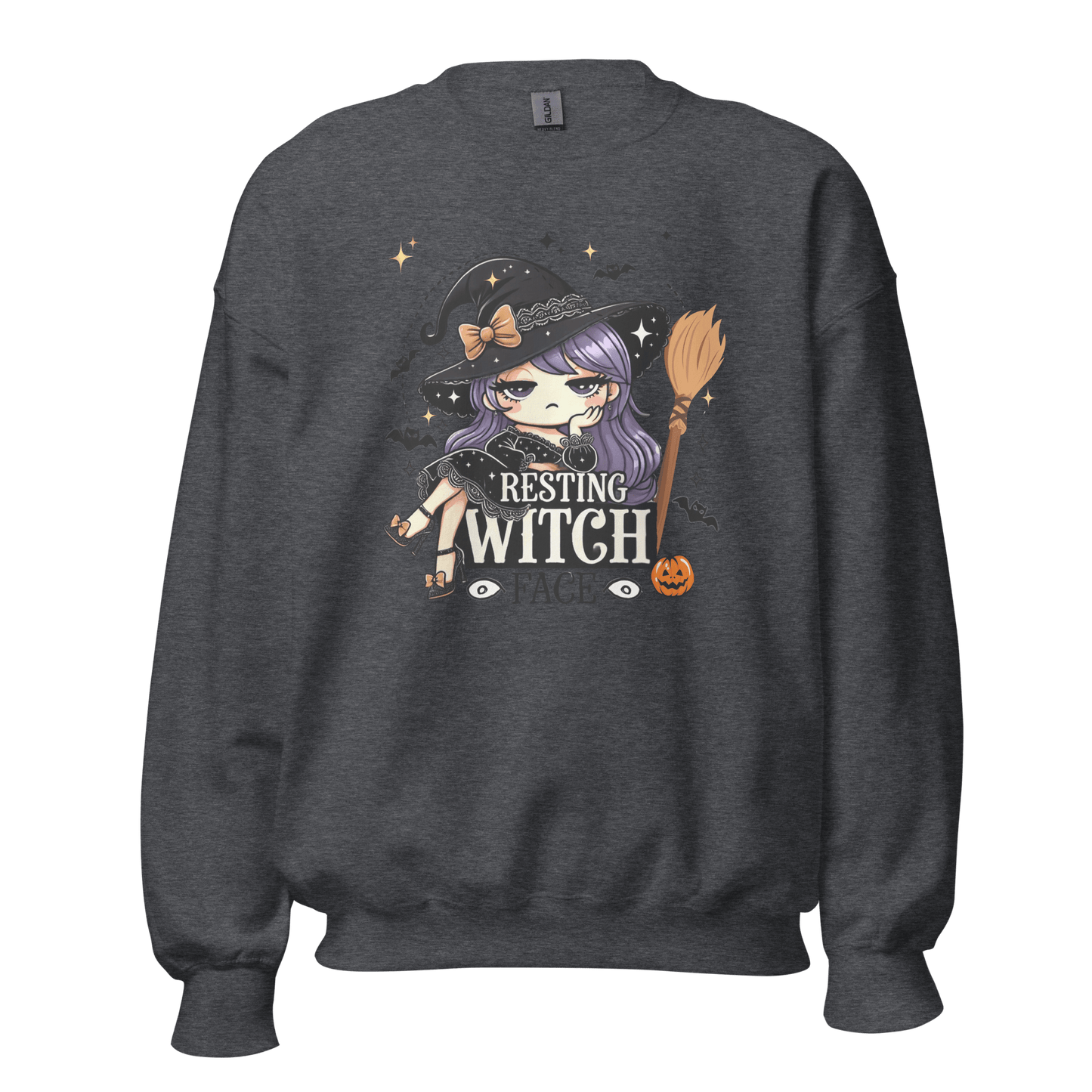 Unisex Halloween Printed Sweatshirt – "Resting Witch Face" – Fun Witch Halloween Sweatshirt - Occasion Nation Studio