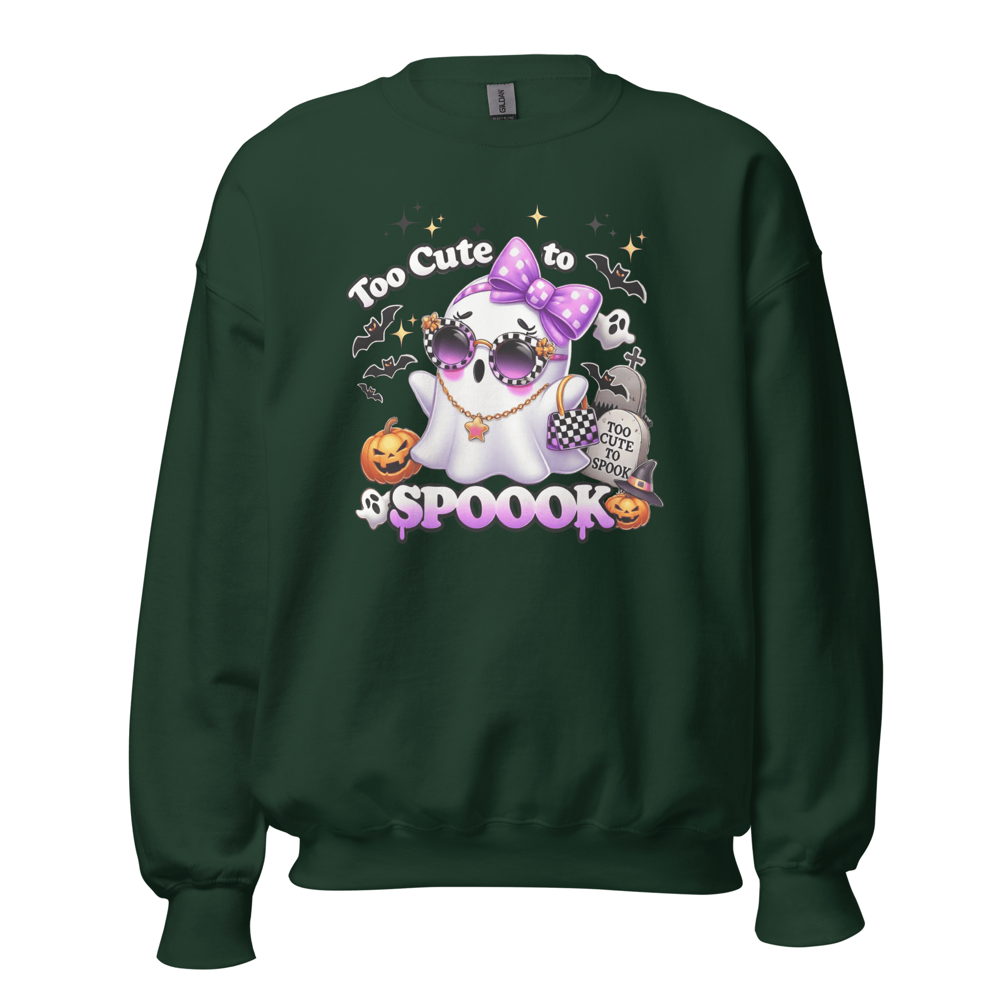 Unisex Halloween Printed Sweatshirt – "Too Cute To Spook" – Fun Ghost Halloween Sweatshirt - Occasion Nation Studio