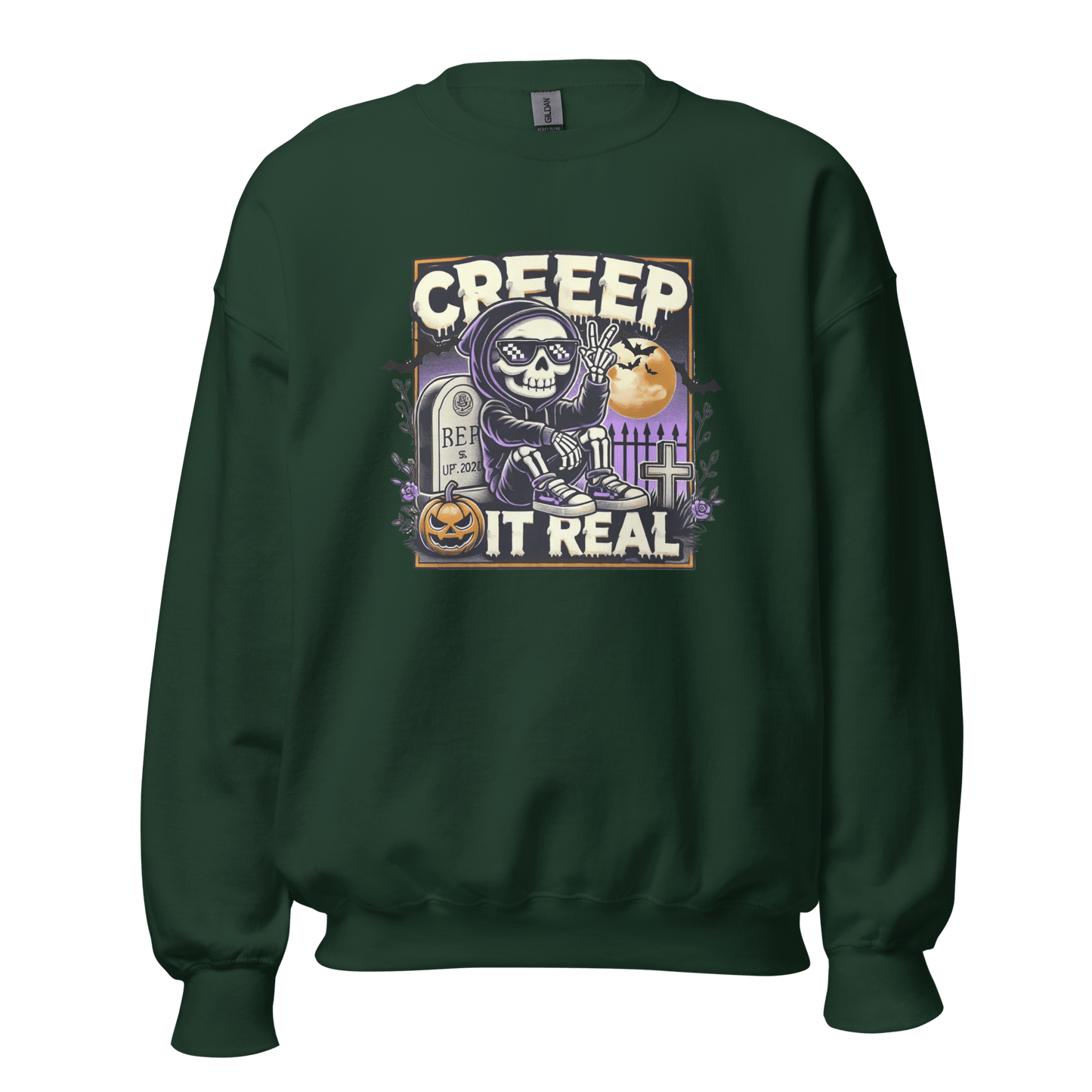 Unisex Halloween Printed Sweatshirt – "Creep It Real!" – Fun Halloween Sweatshirt - Occasion Nation Studio