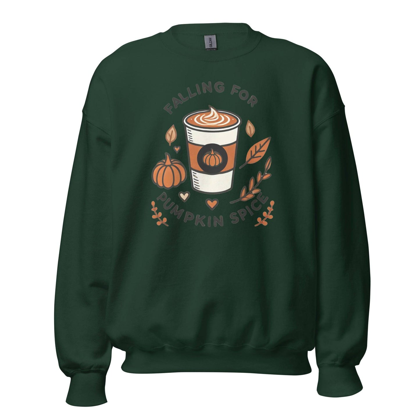 Unisex Fall Printed Sweatshirt – "Falling For Pumpkin Spice" – Cozy Fall Sweatshirt for Pumpkin Spice Lovers" - Occasion Nation Studio